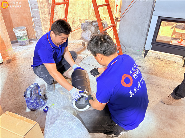 上海東方庭院別墅丹麥Morso 160三面壁爐安裝.jpg