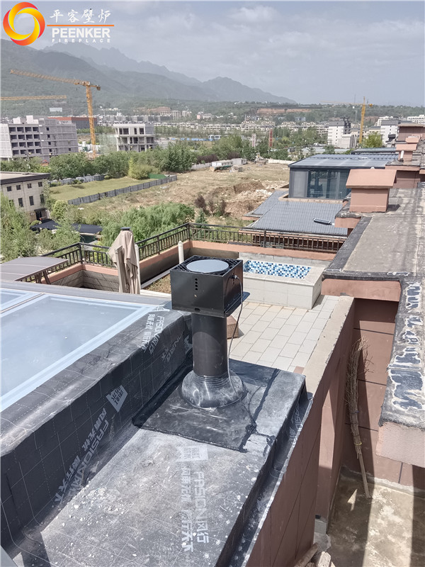 寶雞太白麒麟府頂樓丹麥Aduro A14壁爐安裝.jpg